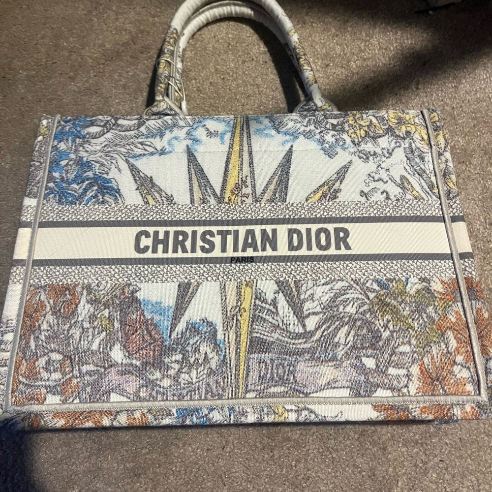 Dior Blue and Yellow Briefcase with Intricate Design